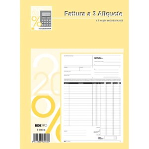 BLOCCO FATTURE 3 ALIQUOTE IVA 2COPIE Foto prodotto
